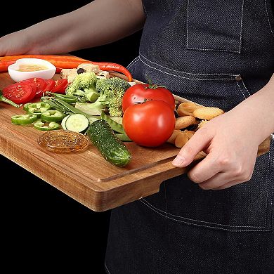 Large Acacia Wood Cutting Board 1" Thick, for Meat, Vegetables, Fruit