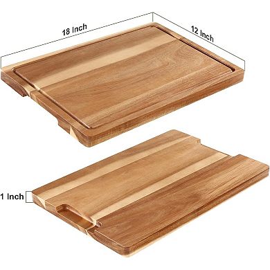 Large Acacia Wood Cutting Board 1" Thick, for Meat, Vegetables, Fruit