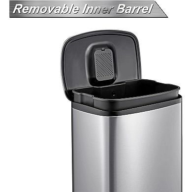50L/13Gal Heavy Duty Kitchen Trash Can, Commercial Kitchen Waste Bin, with Lid & Inner Liner