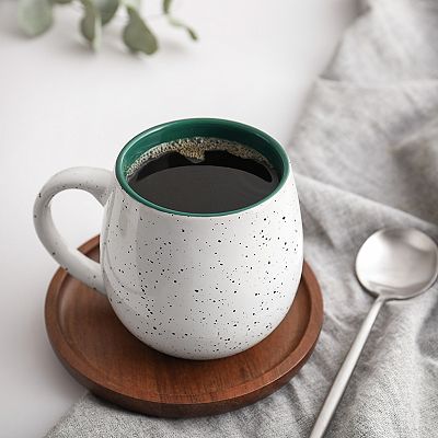 20 oz Coffee Mugs Set of 4, Large Coffee Mugs, Speckled Big White Mugs with  Large