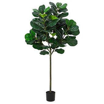 Artificial Fiddle Leaf Fig Tree, Faux Ficus Lyrata Plant with 62 Fiddle Leaves, for Indoor Outdoor