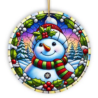 Frosty and Holly Snowman Ornament, Gift and Decor for Cheerful Winter Christmas Tree, Version 3