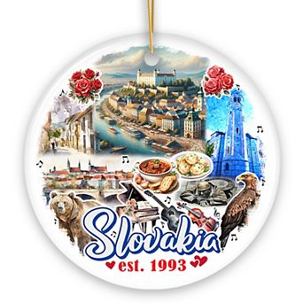 Artistic Slovakia Landmarks Ornament, Slavic Heritage and Culture Christmas Gift, Version 1