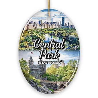 Serene Central Park New York Landmarks Ornament, American Oasis Heritage Gift and Souvenir, Oval