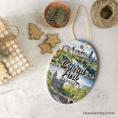 Serene Central Park New York Landmarks Ornament, American Oasis Heritage Gift and Souvenir, Oval