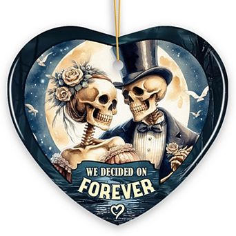 Artistic Skeleton Couple We Decided On Forever Ornament, Gothic Christmas Gift, Heart