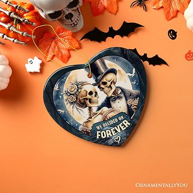 Artistic Skeleton Couple We Decided On Forever Ornament, Gothic Christmas Gift, Heart