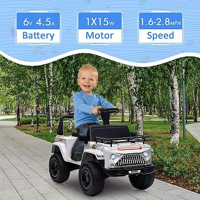 6V Ride On Car For Toddlers - Battery Powered Electric Car For Kids Aged 3-6 Years,white