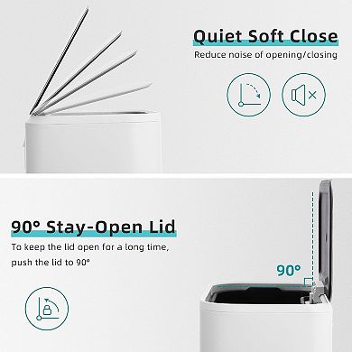 3.2 Gallon Stainless Steel Garbage Can with Lid, for Kitchen Bedroom Restroom