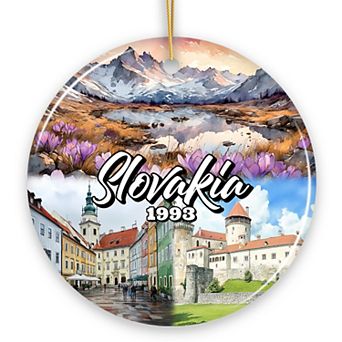 Artistic Slovakia Landmarks Ornament, Slavic Heritage and Culture Christmas Gift, Version 2