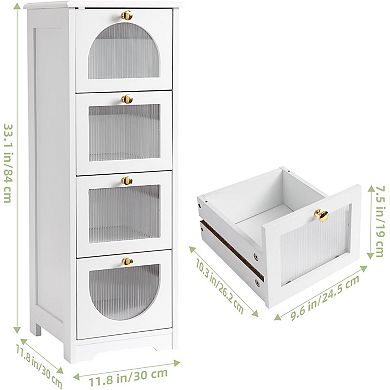Bathroom Floor Cabinet with 4 Drawers, for Bathroom, Living Room, Apartment