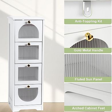 Bathroom Floor Cabinet with 4 Drawers, for Bathroom, Living Room, Apartment