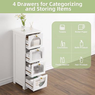 Bathroom Floor Cabinet with 4 Drawers, for Bathroom, Living Room, Apartment