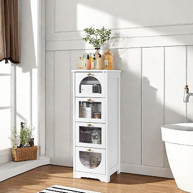 Bathroom Floor Cabinet with 4 Drawers, for Bathroom, Living Room, Apartment