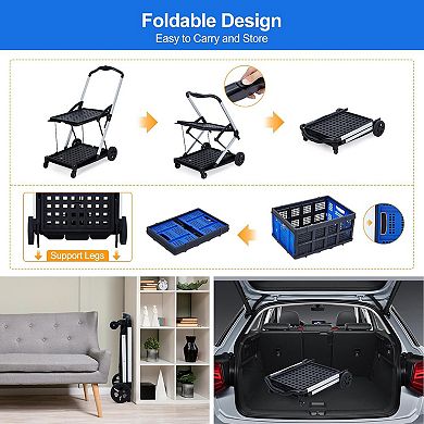 Collapsible Shopping Cart, Foldable Grocery Cart for Home, Groceries, Supermarket