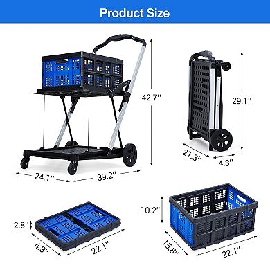 Collapsible Shopping Cart, Foldable Grocery Cart for Home, Groceries, Supermarket