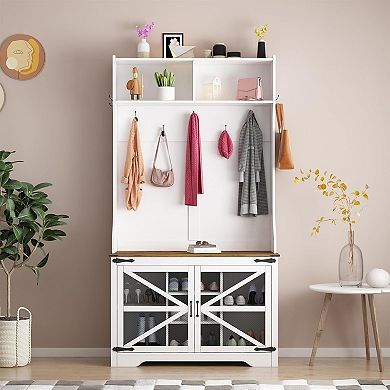Hall Tree, 4-in-1 Coat Rack for Hallway, Mudroom Bench, Entryway Furniture