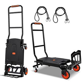 Folding Hand Truck, 2 in 1 Dolly Cart for Moving Travel Supermarket Warehouse