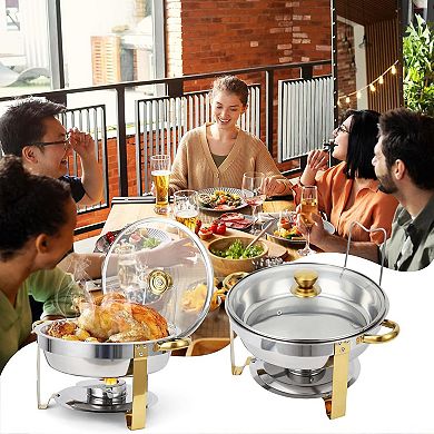 2 Pack Chafing Dish Buffet Set, 5QT Stainless Steel Chafer for Parties Wedding Banquet