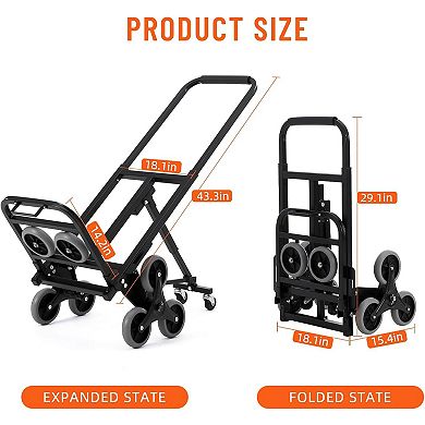 Folding Stair Climber Hand Truck, 330 LB Capacity, for Moving, Shopping, Travel, Office Use