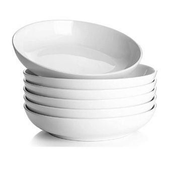 8.5 inch Wide Shallow Bowls Plates, Large Salad Bowls, Set of 6