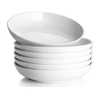 8.5 inch Wide Shallow Bowls Plates, Large Salad Bowls, Set of 6