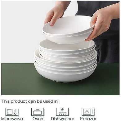 8.5 inch Wide Shallow Bowls Plates, Large Salad Bowls, Set of 6