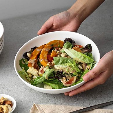 8.5 inch Wide Shallow Bowls Plates, Large Salad Bowls, Set of 6