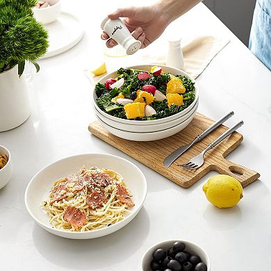 8.5 inch Wide Shallow Bowls Plates, Large Salad Bowls, Set of 6