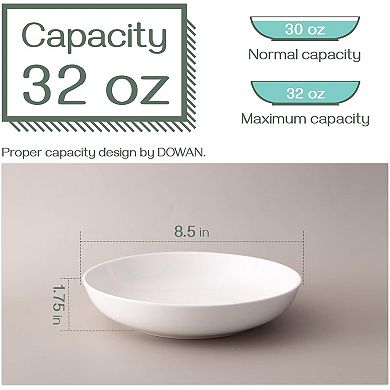 8.5 inch Wide Shallow Bowls Plates, Large Salad Bowls, Set of 6