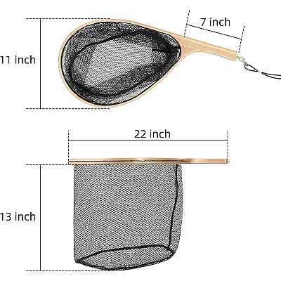 Fly Fishing Net for Trout, Curved Handle Fly Fishing Landing Net with Soft  Mesh