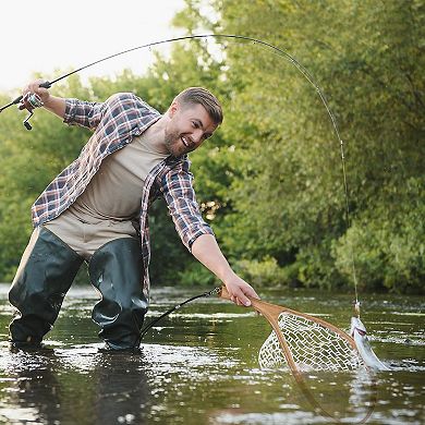 Fly Fishing Net for Trout, Curved Handle Fly Fishing Landing Net