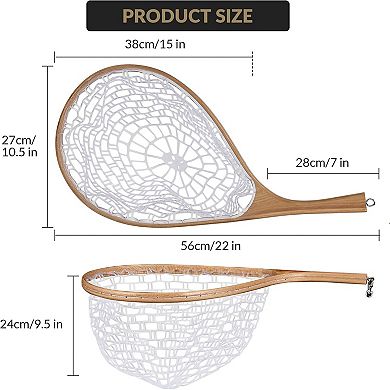 Fly Fishing Net for Trout, Curved Handle Fly Fishing Landing Net