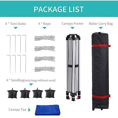 10x10 Pop Up Canopy Tents, with Easy One-Person Setup, Wheeled Carry Bag, Bonus Stakes & Ropes