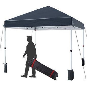 10x10 Pop Up Canopy Tents, with Easy One-Person Setup, Wheeled Carry Bag, Bonus Stakes & Ropes