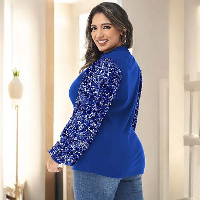 Women's Sparkle Sweatshirt Mock Neck Pullover Glitter Party Tops