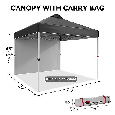 10x10FT Pop Up Canopy Tent with Roller Carry Bag, Fits 8-10 People