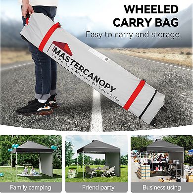 10x10FT Pop Up Canopy Tent with Roller Carry Bag, Fits 8-10 People
