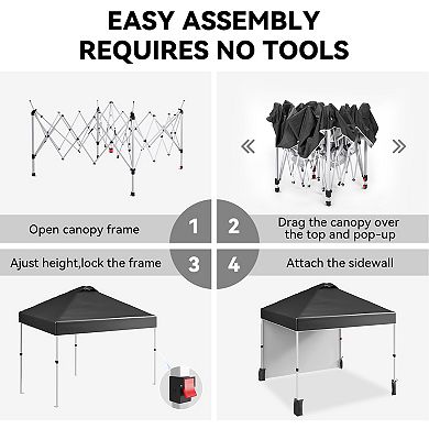 10x10FT Pop Up Canopy Tent with Roller Carry Bag, Fits 8-10 People