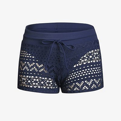 Women's Side Split Waistband Bokini Swim Lace Shorts