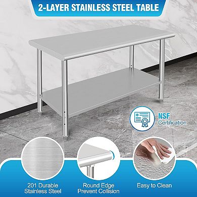 Stainless Steel Prep Table 60 x 24 Inch, with Undershelf
