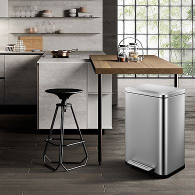 13 Gallon Tall Kitchen Garbage Can with Removable Inner Bucket, Rectangular