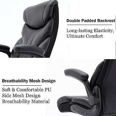 Big and Tall Office Chair 500lbs with High Back & Flip-Up Armrests