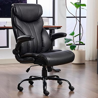 Big and Tall Office Chair 500lbs with High Back & Flip-Up Armrests