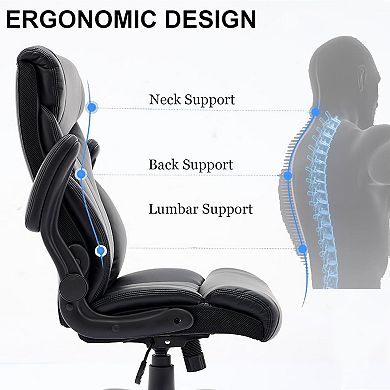 Big and Tall Office Chair 500lbs with High Back & Flip-Up Armrests