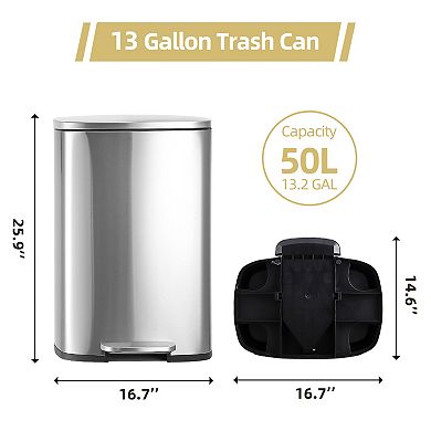 13 Gallon Tall Kitchen Garbage Can with Removable Inner Bucket