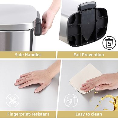 13 Gallon Tall Kitchen Garbage Can with Removable Inner Bucket