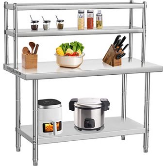 36 x 24 in Stainless Steel Work Table with Overshelves