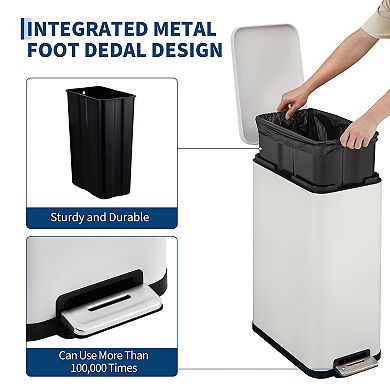 13 Gallon Tall Kitchen Garbage Can with Removable Inner Bucket, Slim