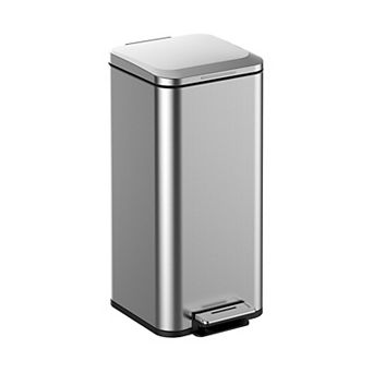 8 Gallon Bathroom Step Trash Can with Removable Inner Bucket, Square